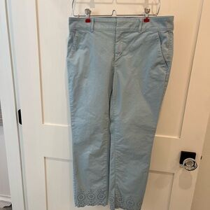 LOFT Sky Blue Cropped Trousers with Eyelet Detail